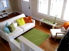 淡淡抹茶绿色调家 清新柔美复式住宅现代客厅装修图片