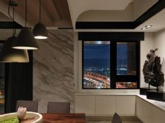 360平的时尚现代空间 深灰色调家居住宅现代餐厅装修图片
