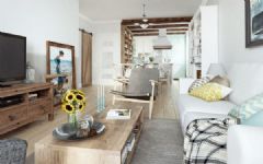 85平混搭公寓设计 自然质朴原木风家居混搭客厅装修图片
