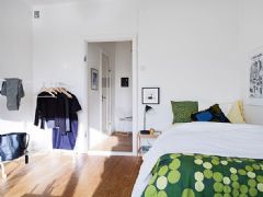 33平米清新单身公寓 给空间一点翠绿色现代卧室装修图片