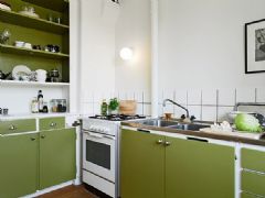33平米清新单身公寓 给空间一点翠绿色现代餐厅装修图片