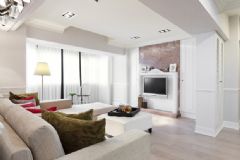 旧屋翻新 清新淡雅的公寓设计 凸显层次与优雅现代客厅装修图片