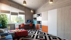 简洁的公寓布置 五彩色调增加梦幻元素简约客厅装修图片