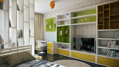 简洁的公寓布置 五彩色调增加梦幻元素简约卧室装修图片
