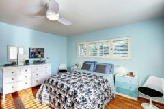 清爽舒适淡蓝色家居 自然随意美式风美式卧室装修图片