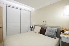 96平米自然休闲风三居室现代卧室装修图片