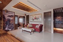 69平米中式禅风两室一厅中式客厅装修图片