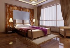 青城山房中式度假小别墅中式卧室装修图片