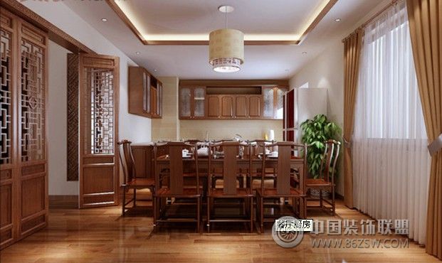 青城山房中式度假 小别墅 餐厅装修效果图 八六装饰网