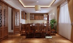 青城山房中式度假小别墅中式餐厅装修图片