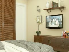 85平米田园风格两居室 米黄暖色调空间田园卧室装修图片