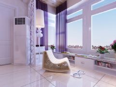 90平两室两厅装修 柔和清雅淡紫色家居现代风格阳台装修图片