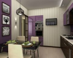 紫色香氛 56平米简约风夫妻小套房简约餐厅装修图片