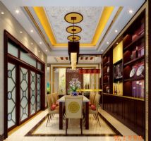 台州张先生别墅设计中式餐厅装修图片