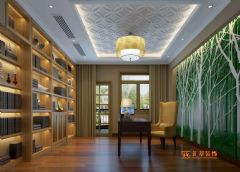 台州张先生别墅设计中式书房装修图片