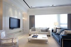 简欧风格样板房设计 明亮宽敞的住宅欧式客厅装修图片