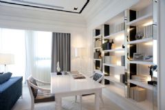 简欧风格样板房设计 明亮宽敞的住宅欧式书房装修图片