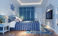 98平米地中海风情 纯洁清新的蓝白搭地中海卧室装修图片