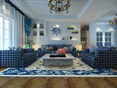 98平米地中海风情 纯洁清新的蓝白搭地中海风格三居室