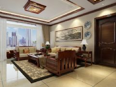 136平新中式精美公寓中式客厅装修图片