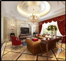 金地紫乐府别墅设计案例-新装饰主义风格中式客厅装修图片