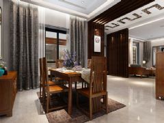 125平新中式精品公寓中式餐厅装修图片