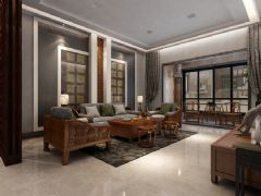 125平新中式精品公寓中式客厅装修图片