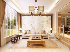 168平中式时尚阳光公寓中式客厅装修图片