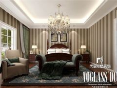 成都尚层装饰别墅装修欧美风格案例效果图（十九）美式卧室装修图片
