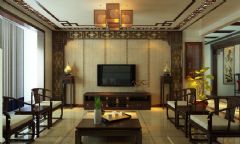 155平新中式温馨美宅中式客厅装修图片