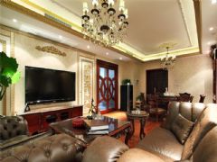成都尚层装饰别墅装修欧美风格案例欣赏（二十一）美式客厅装修图片
