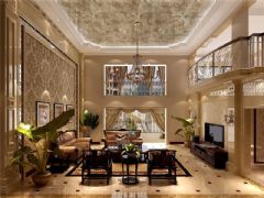 成都尚层装饰别墅装修欧美风格案例（二十六）美式客厅装修图片