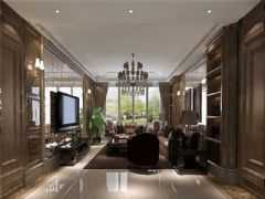 成都尚层装饰别墅装修欧美风格案例效果图（二十九）美式客厅装修图片