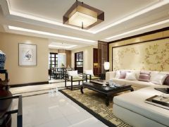 140平新中式时尚雅居中式客厅装修图片