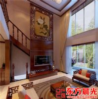 富丽华贵中式设计二层别墅效果图中式客厅装修图片