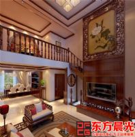 富丽华贵中式设计二层别墅效果图中式客厅装修图片