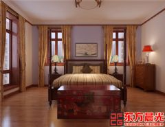 富丽华贵中式设计二层别墅效果图中式卧室装修图片