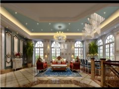 雅居乐独栋法式风格案例效果图美式客厅装修图片