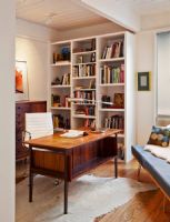 L型书柜布置与空间角落精美搭配现代书房装修图片