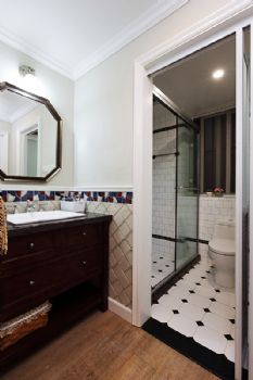 100平中式美式装修案例中式卫生间装修图片