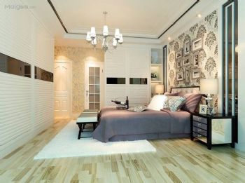 美丽卧室壁纸搭配欧式卧室装修图片
