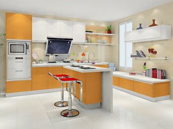 家庭厨房L型橱柜现代装修图片