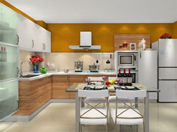 家庭厨房L型橱柜现代装修图片