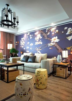 165平新中式风格案例欣赏中式客厅装修图片
