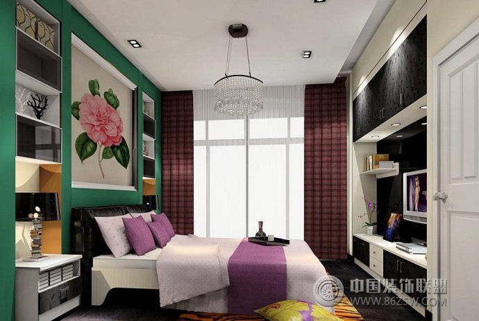 色彩浓郁的卧室装修吊顶设计图现代风格卧室装修效果图