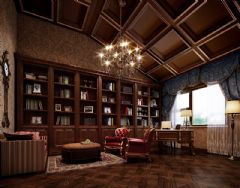 远洋鸿郡古典欧式风格装修案例欧式书房装修图片