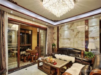 122平三居新中式风案例欣赏中式客厅装修图片