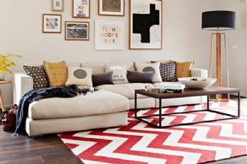 几何元素的图案地毯演绎不一样的客厅