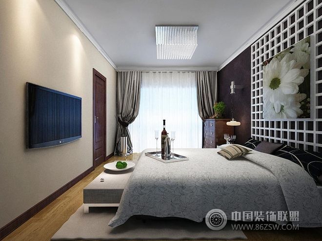 现代卧室背景墙设计案例现代风格卧室装修效果图
