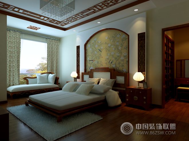 中式卧室吊顶设计案例中式风格卧室装修效果图